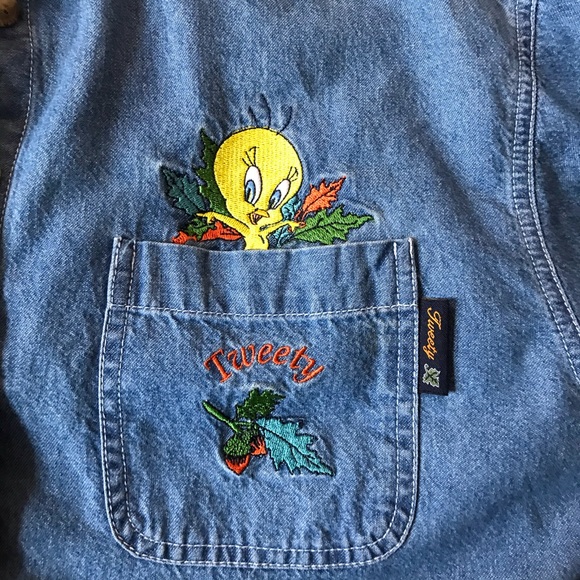 Warner Brothers Tweety Denim Button Up Shirt - Picture 3 of 4